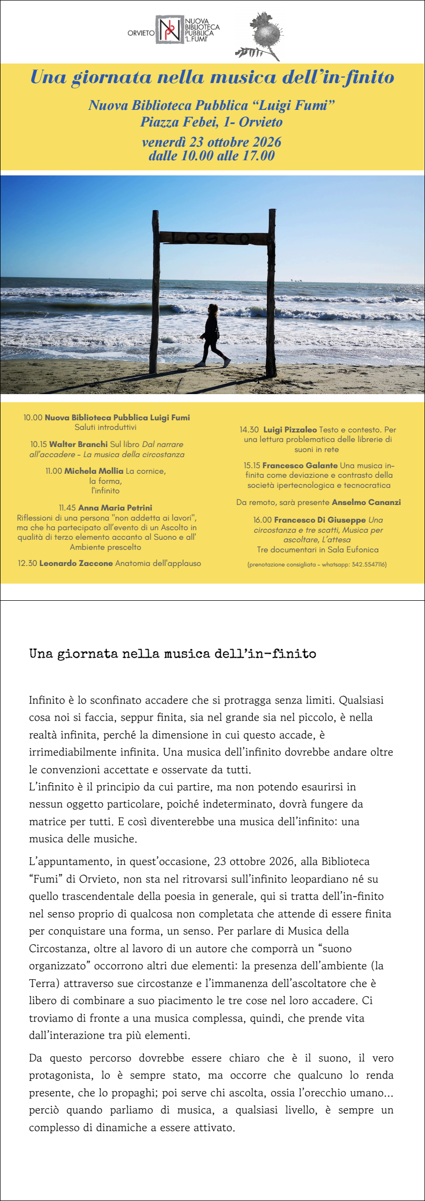 Una giornata nella musica dell'in-finito